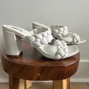 MIA White Braided Heeled Sandals 8